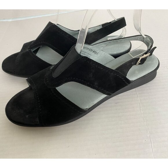 David Tate Women’s Black Leather Slingback Sandals Size 10.5 – Resort Boho Work - Picture 1 of 9